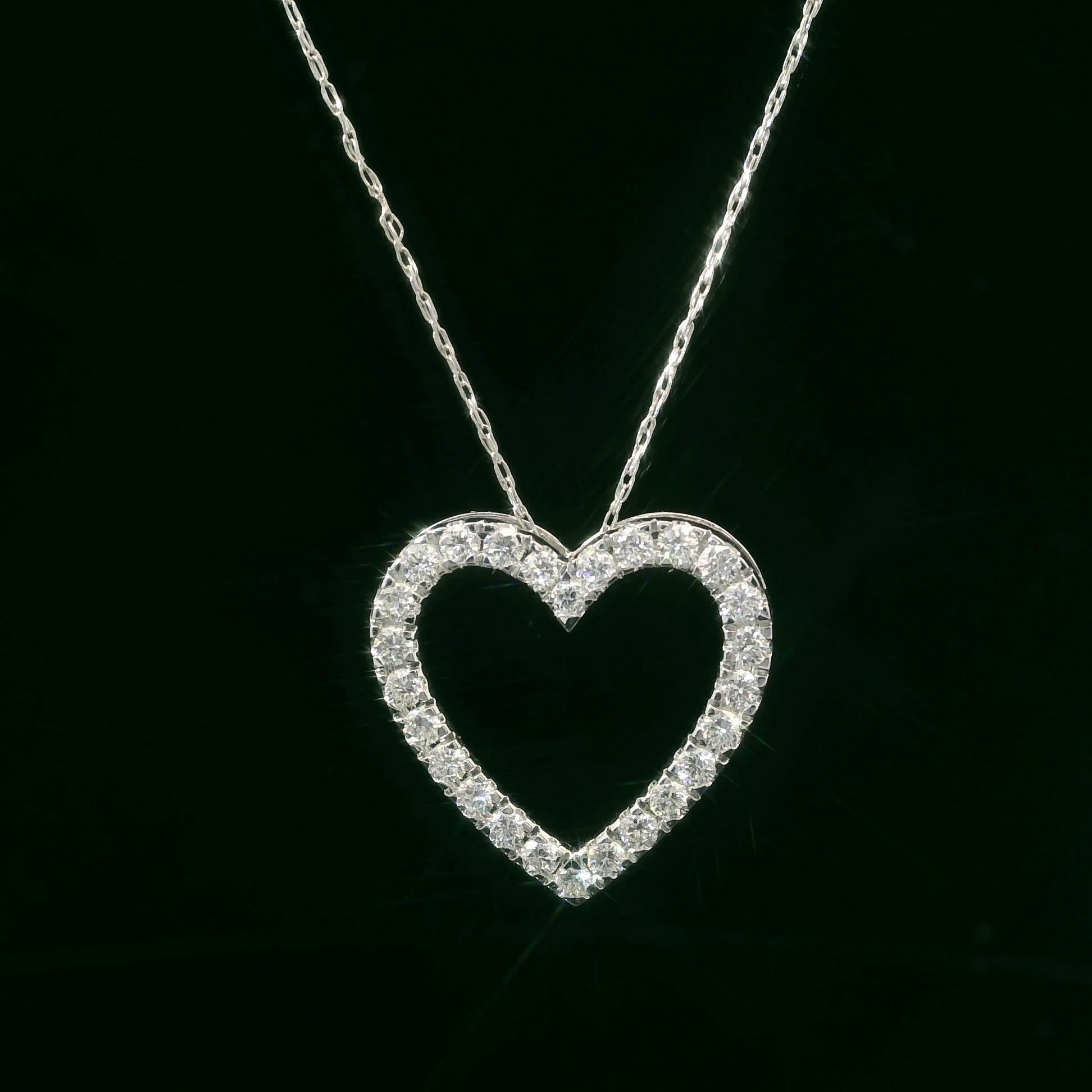 1/2 Carat 14K Gold Classic Heart Diamond Pendant Necklace
