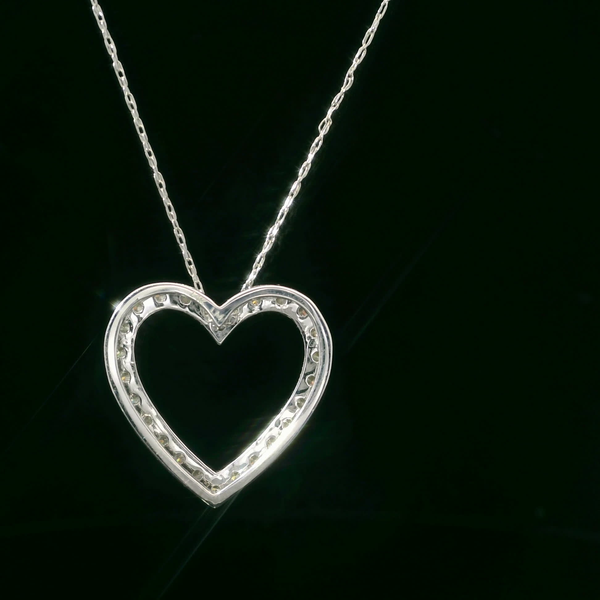 1/2 Carat 14K Gold Classic Heart Diamond Pendant Necklace
