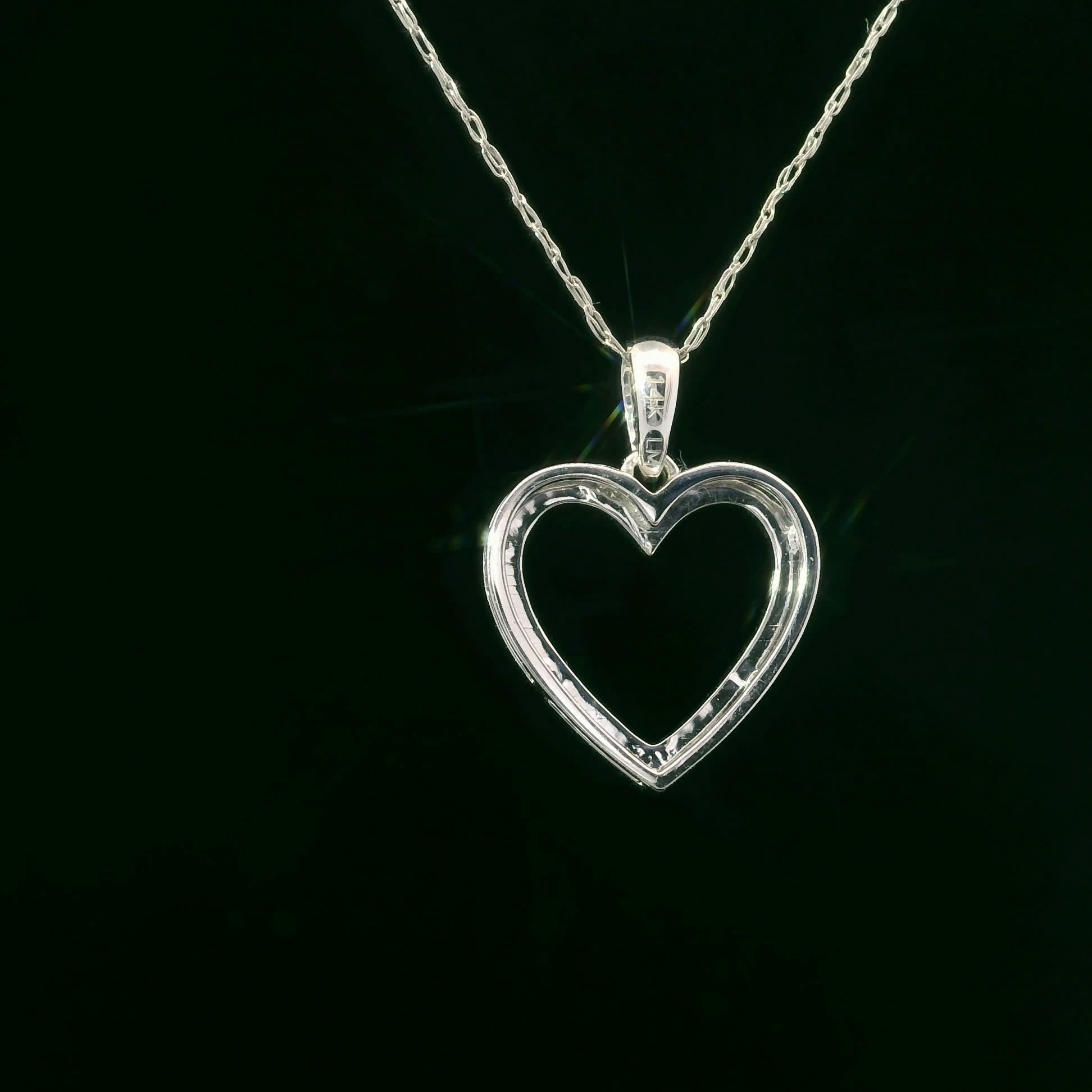 1/4 Carat 14K White Gold Classic Heart Diamond Pendant Necklace