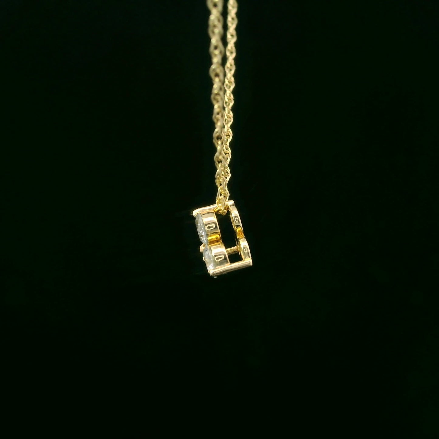 14K Gold - Three Diamonds Triangle Shape Pendant 0.33 Carat