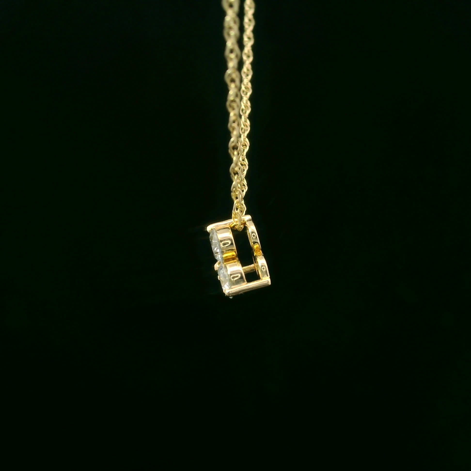 14K Gold - Three Diamonds Triangle Shape Pendant 0.33 Carat