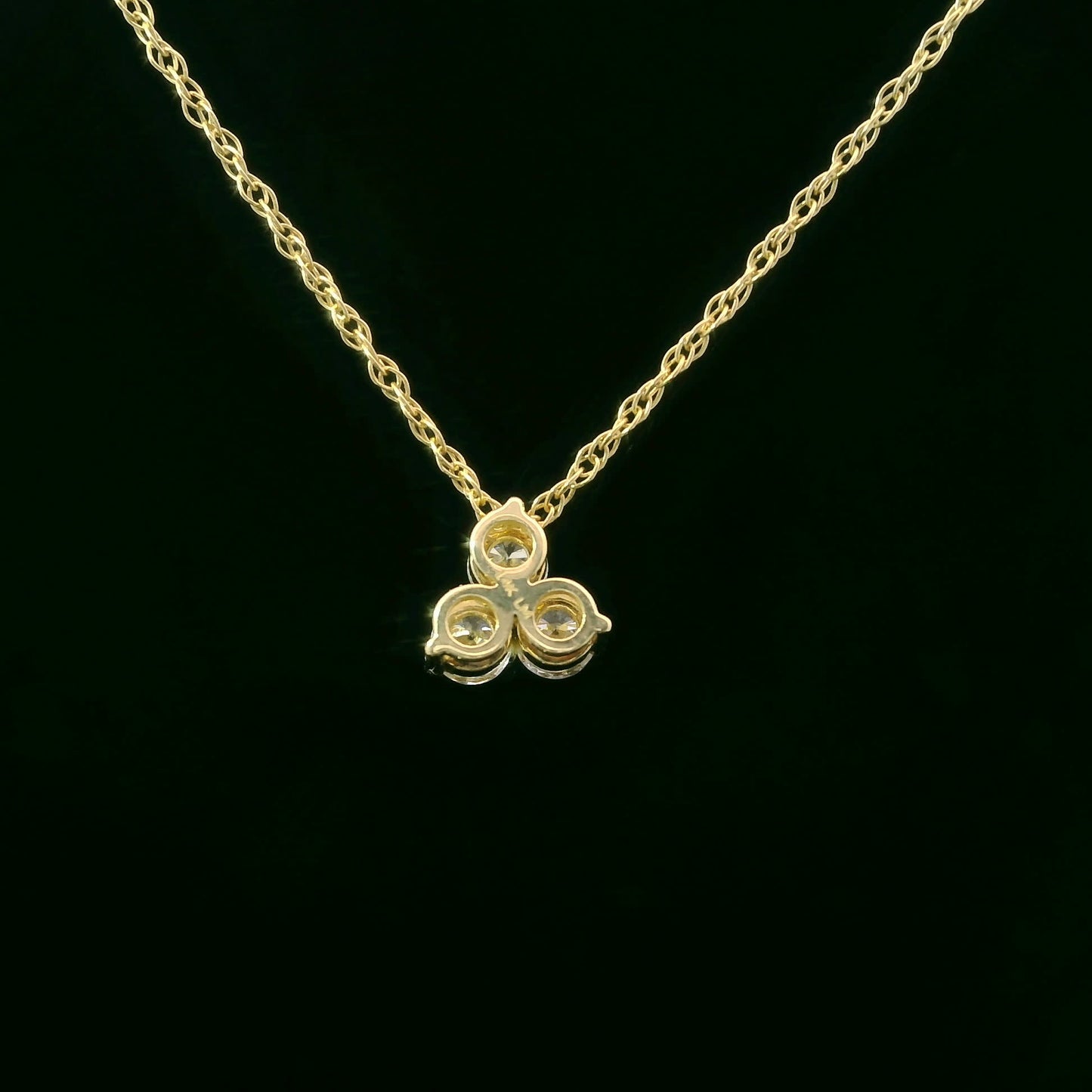 14K Gold - Three Diamonds Triangle Shape Pendant 0.33 Carat