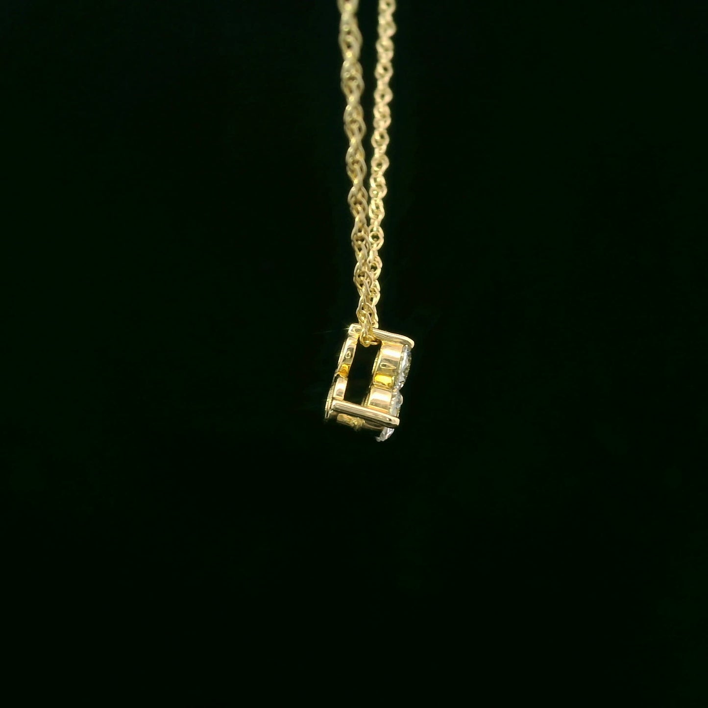 14K Gold - Three Diamonds Triangle Shape Pendant 0.33 Carat