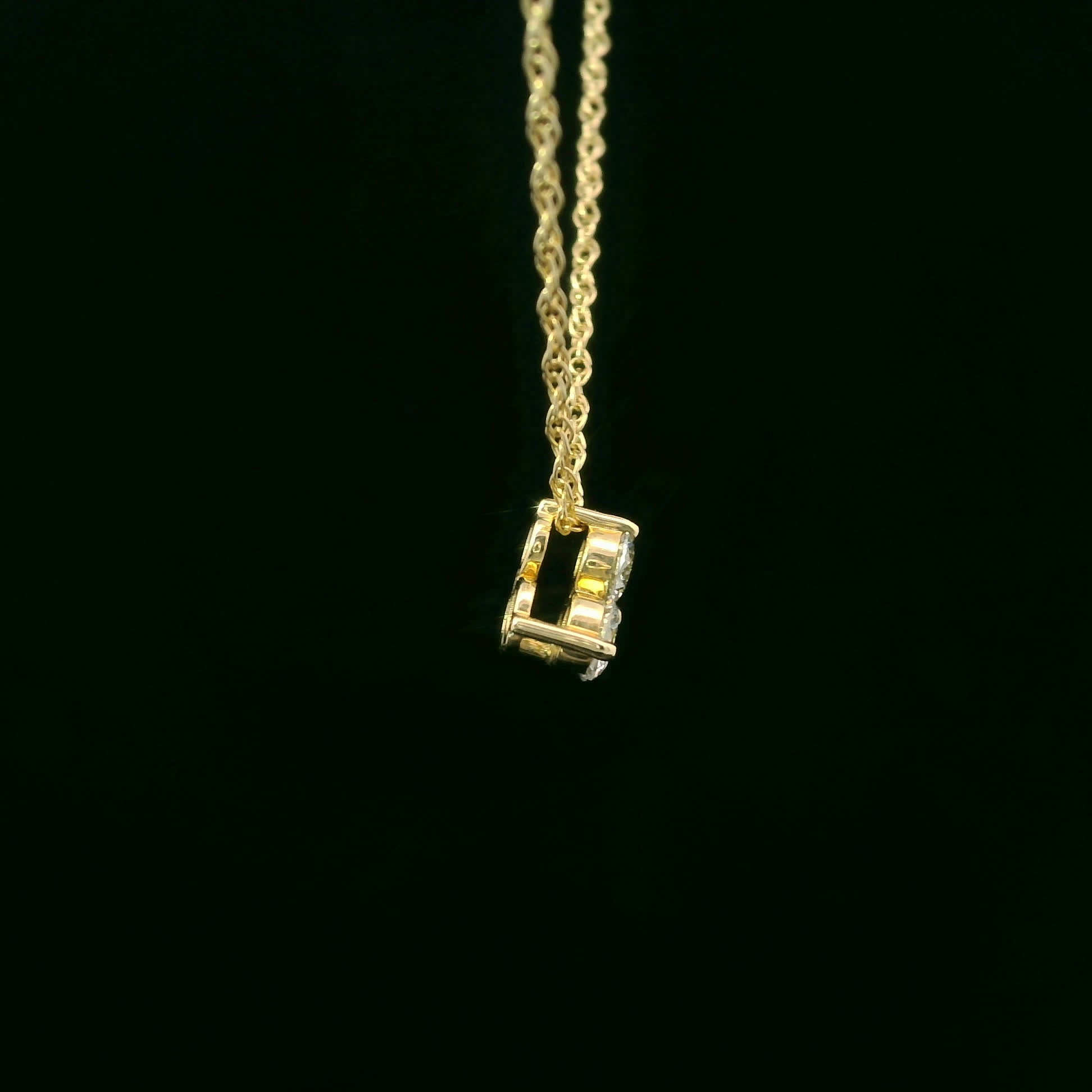 14K Gold - Three Diamonds Triangle Shape Pendant 0.33 Carat