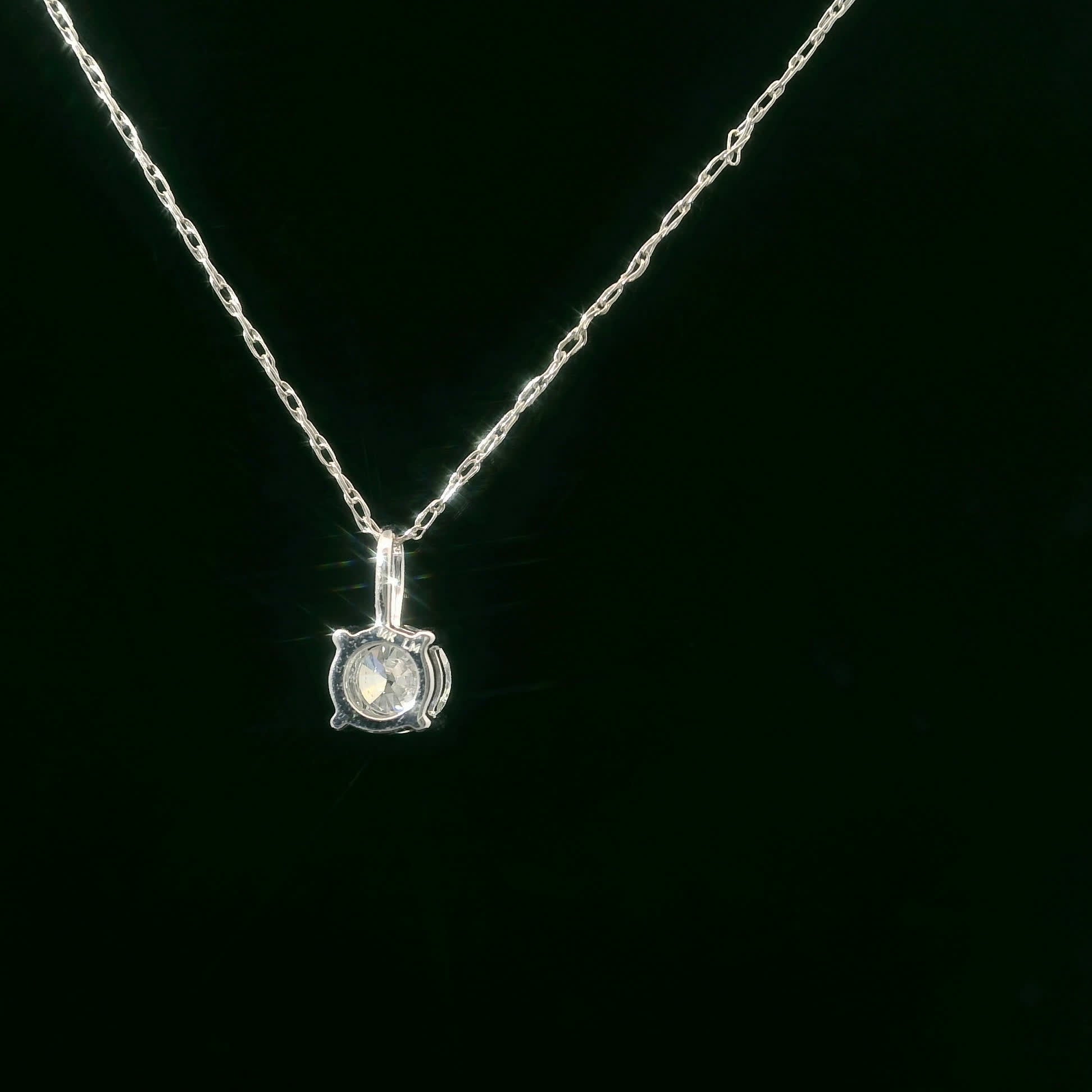 Lab Grown 14k Gold Round-Cut Diamond Pendant 0.33 Carat