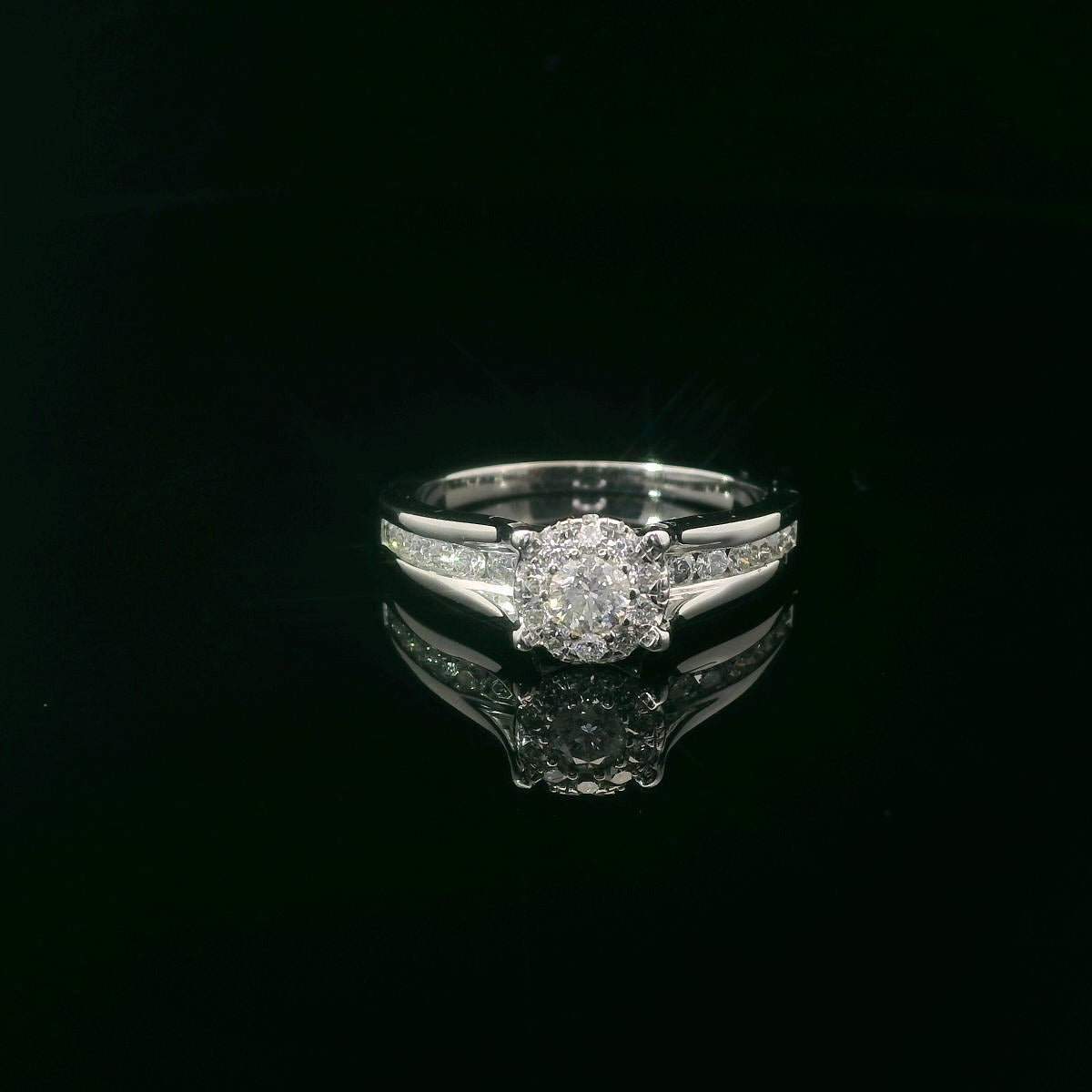 0.53ct Halo Diamond Engagement Ring in 14K White Gold