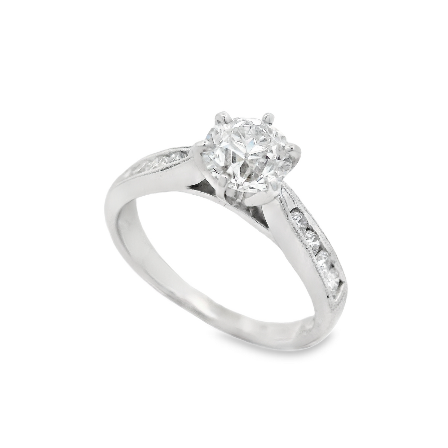 Round Diamond Classic Engagement Ring in 14K White Gold (0.96 Carat)