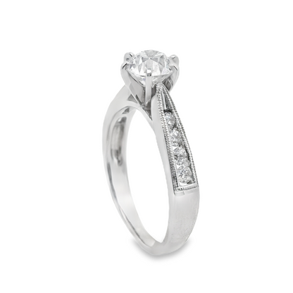 Round Diamond Classic Engagement Ring in 14K White Gold (0.96 Carat) - Chetan Collection