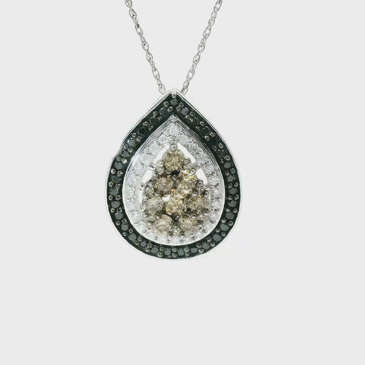 0.97ct Halo Diamond Pendant in 10K White Gold
