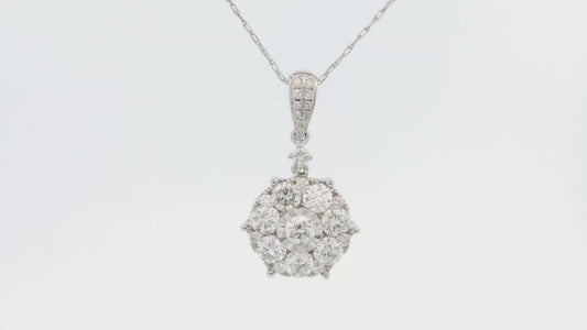 1.16ct Cluster Diamond Pendant in 14K White Gold